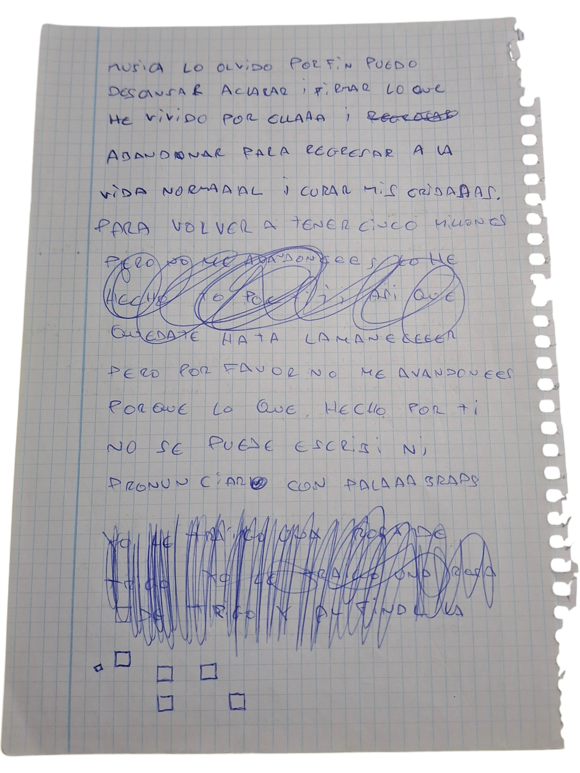 Back of Rosa de Trigo manuscript